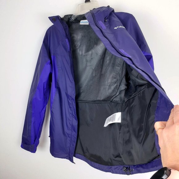 Columbia Waterproof Omnitech Rain Jacket. Size S. Purple/blue Full zip. Hood - Picture 8 of 12